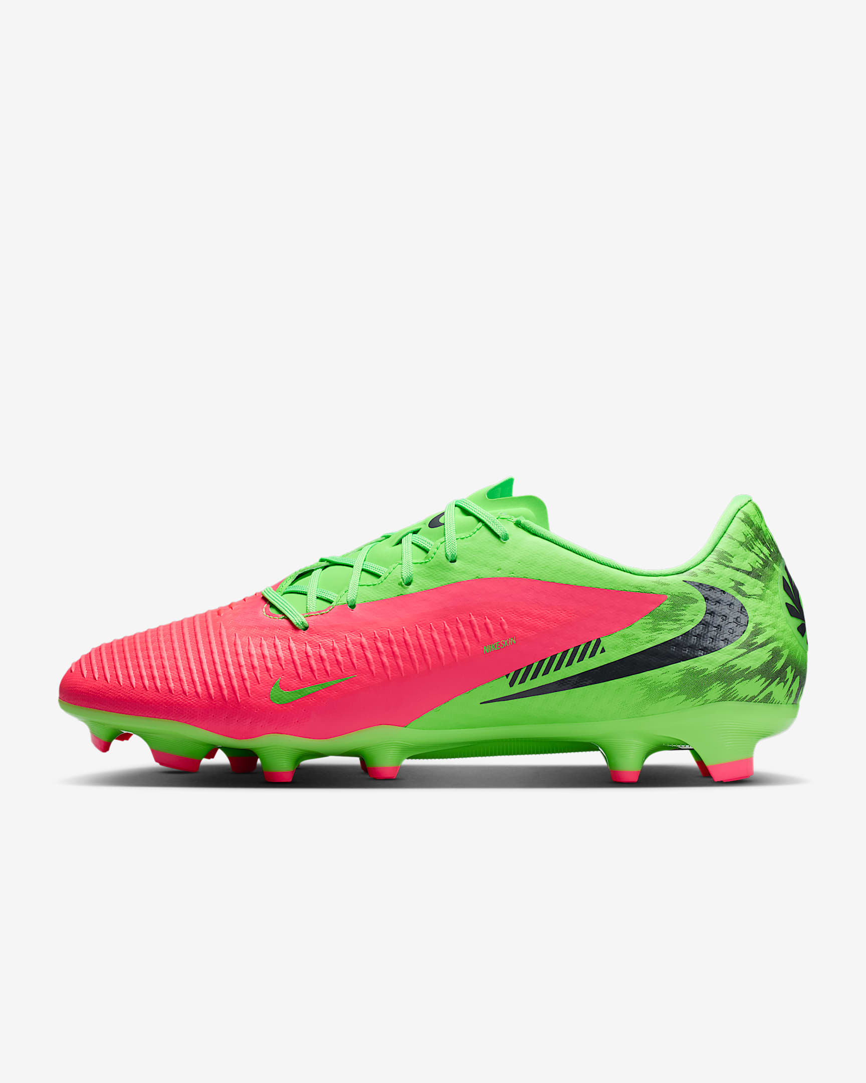 Nike Phantom 6 Low Academy "Erling Haaland" Fußballschuh für verschiedene Böden – Hot Punch/Green Strike/Schwarz