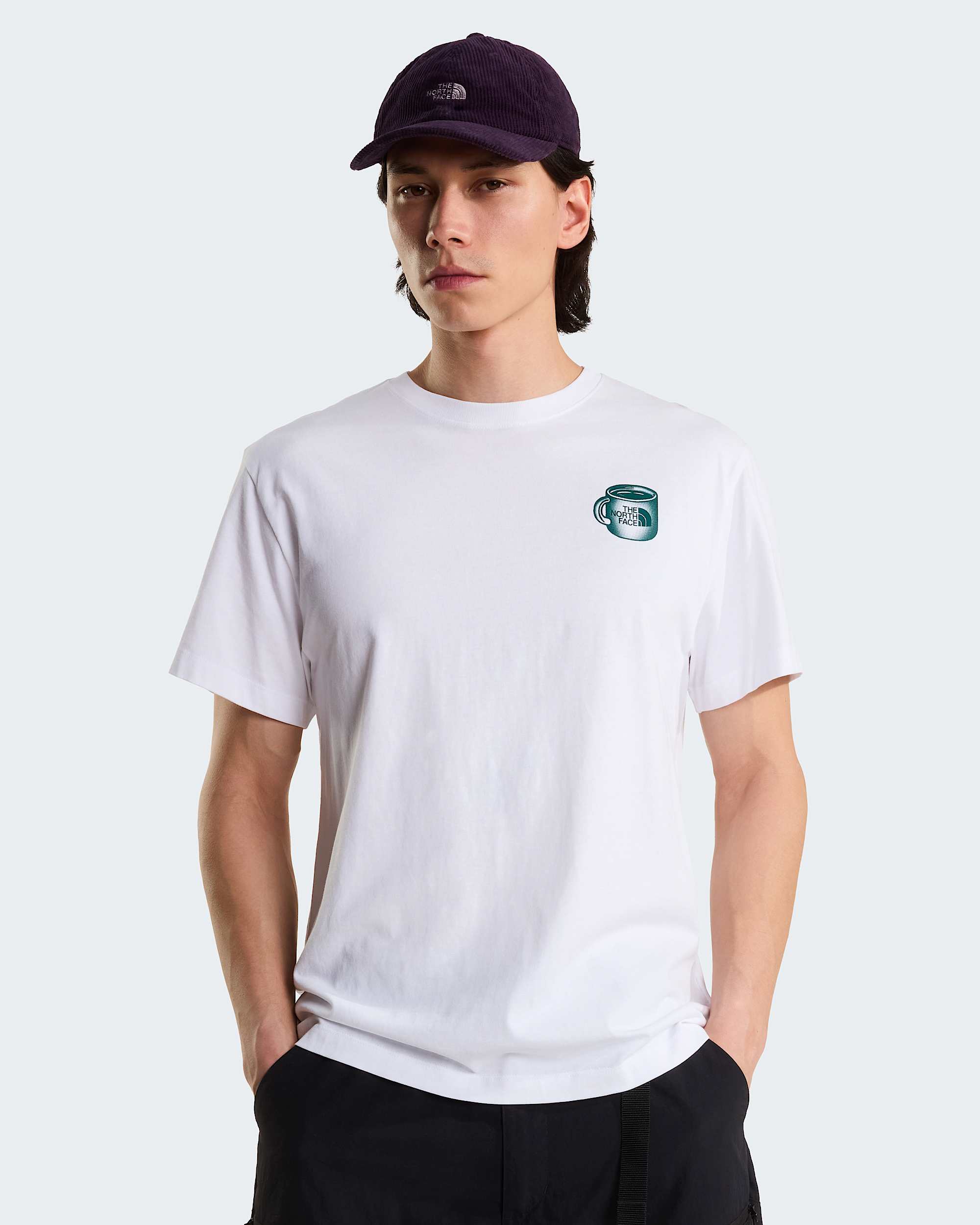 Unisex Basecamp Barista Graphic T-Shirt mit lockerer Passform – TNF White-Pacific Teal