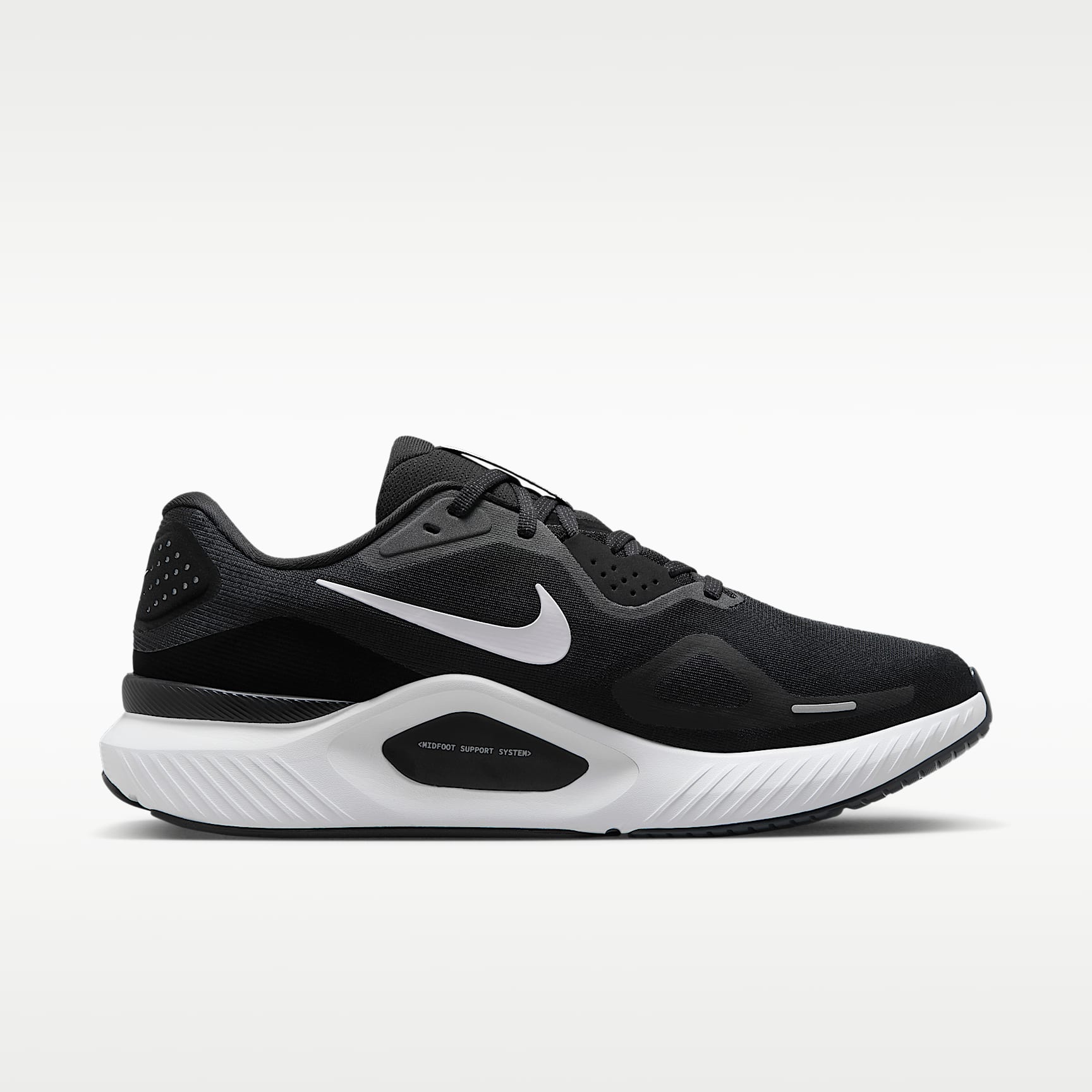 Nike Structure 26 Straßenlaufschuh (weit, Herren) – Schwarz/Wolf Grey/Metallic Silver/Weiß