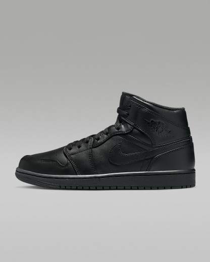 Air Jordan 1 Mid Schuh (Herren) – Schwarz/Schwarz/Schwarz