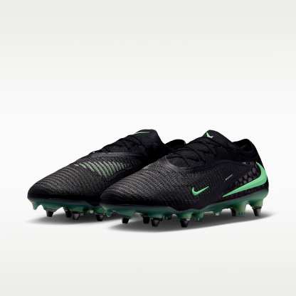Nike Phantom 6 Low Elite Fußballschuh für weichen Rasen – Schwarz/Schwarz/Illusion Green