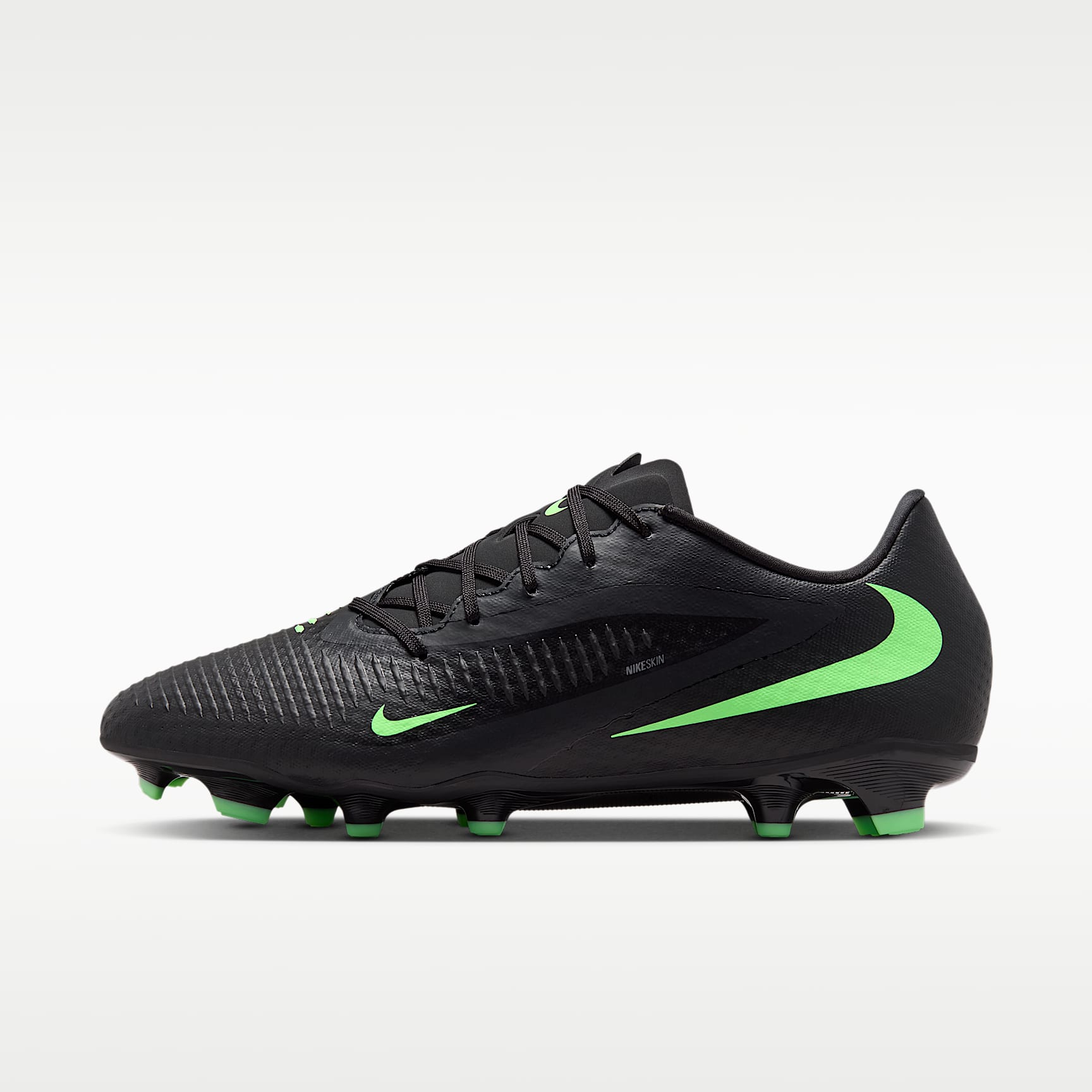 Nike Phantom 6 Low Academy Fußballschuh für verschiedene Böden – Schwarz/Schwarz/Illusion Green