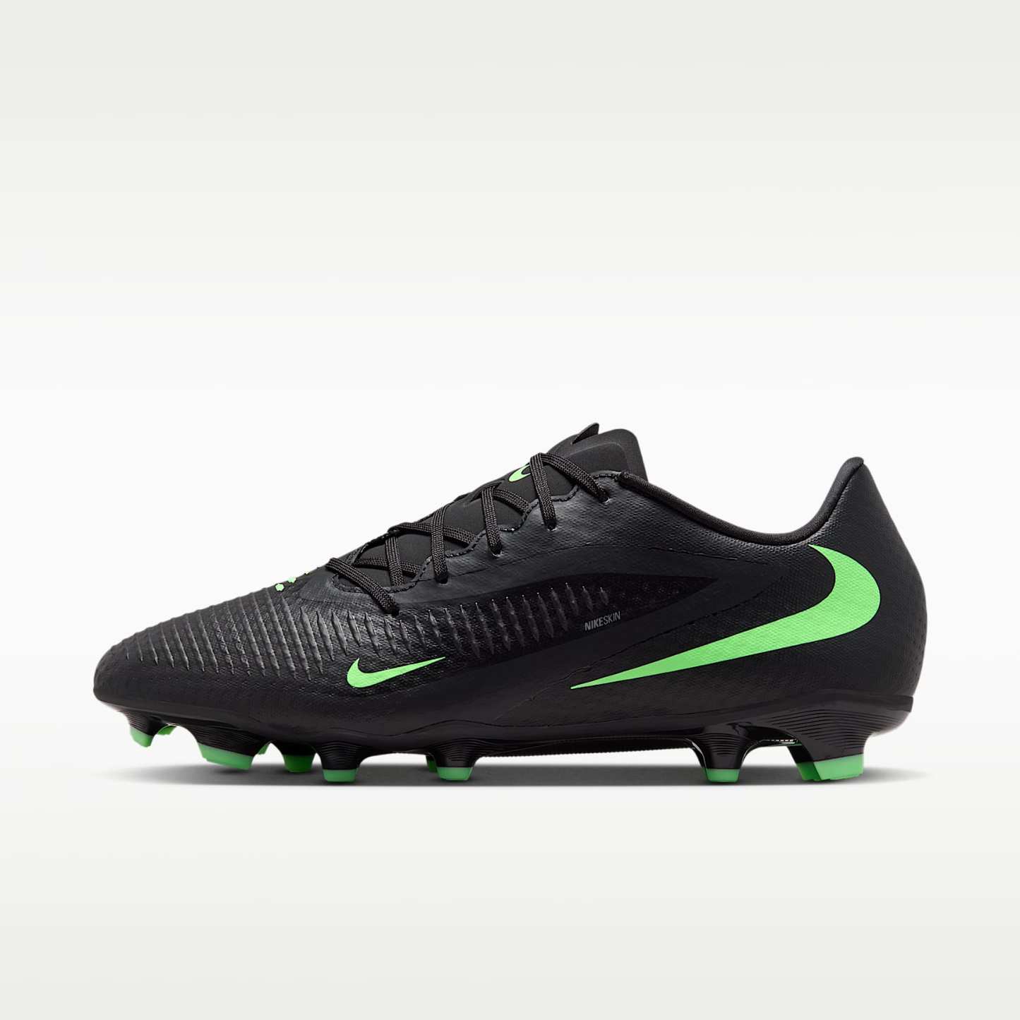 Nike Phantom 6 Low Academy Fußballschuh für verschiedene Böden – Schwarz/Schwarz/Illusion Green