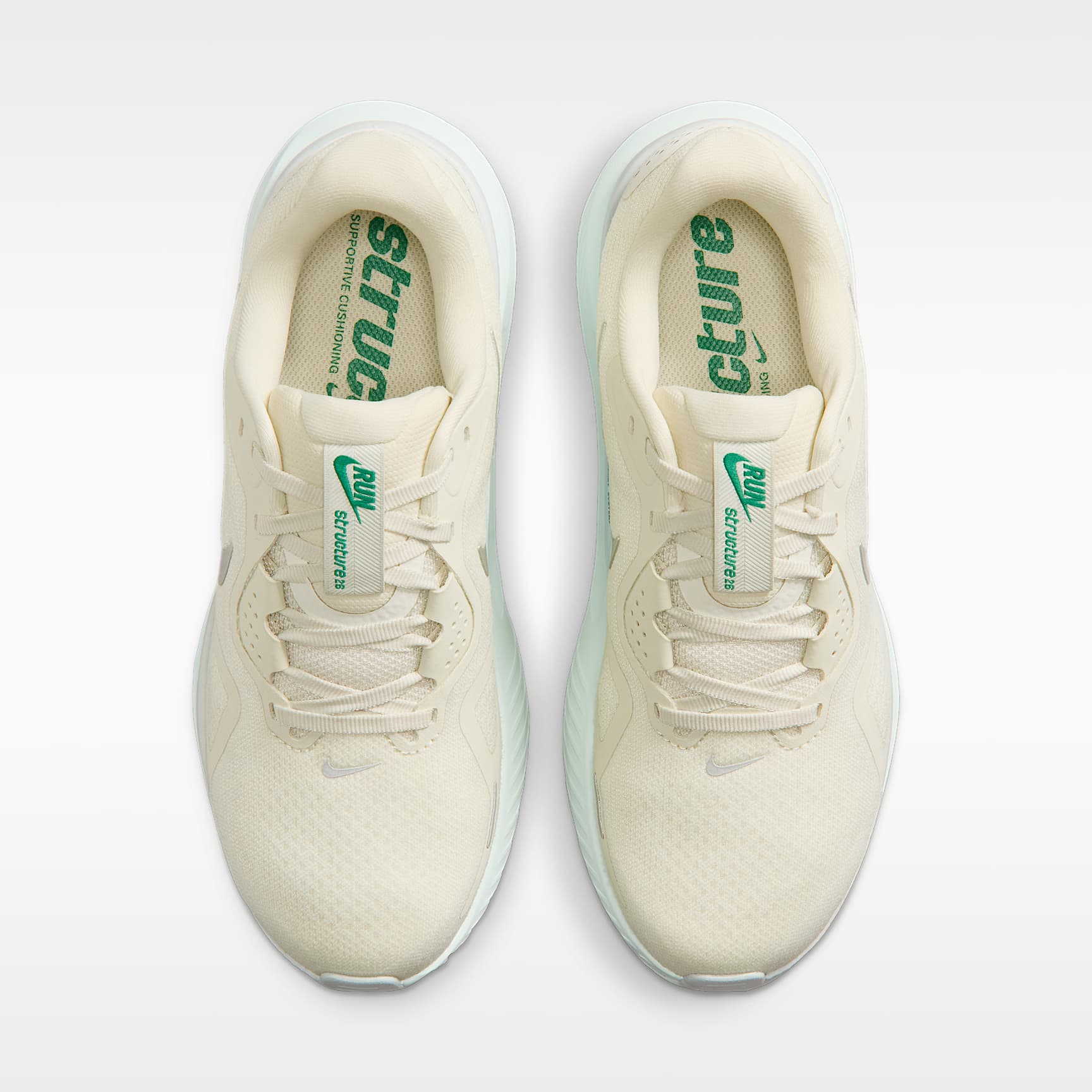 Nike Structure 26 Straßenlaufschuh (Damen) – Sea Glass/Light Silver/Barely Green/Metallic Silver