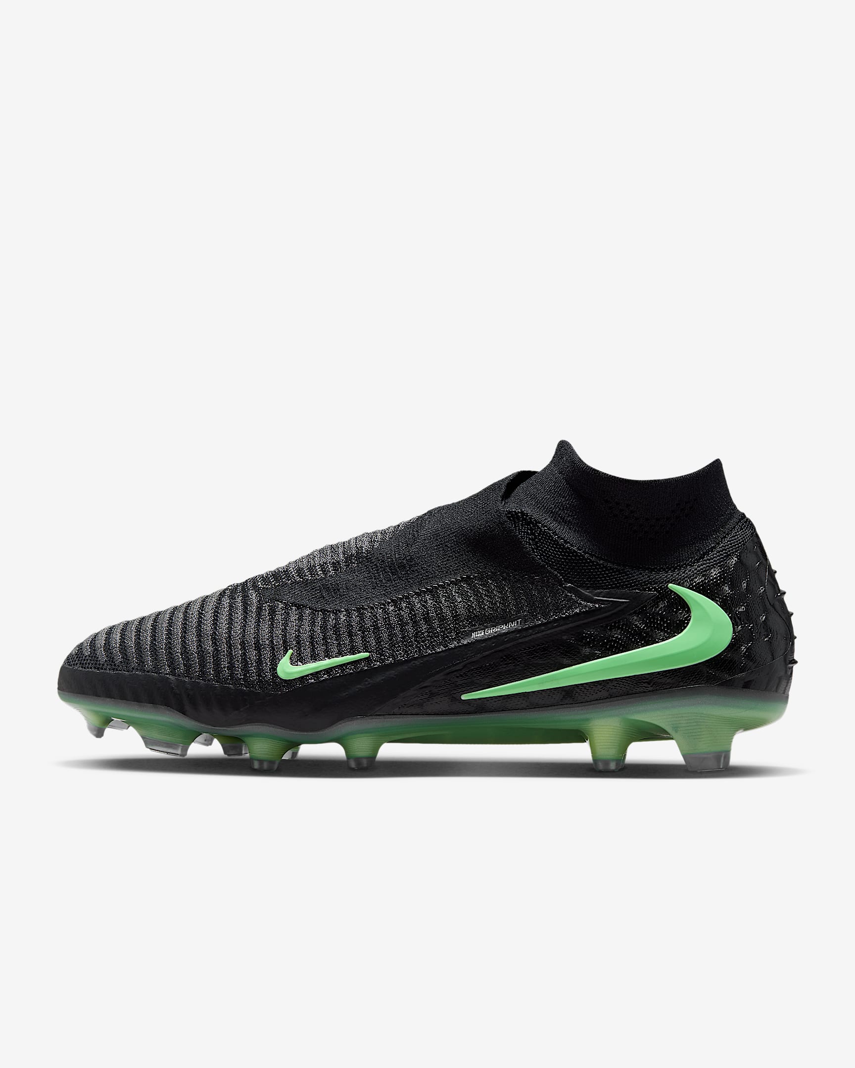 Nike Phantom 6 High Elite Fußballschuh für normalen Rasen – Schwarz/Schwarz/Illusion Green