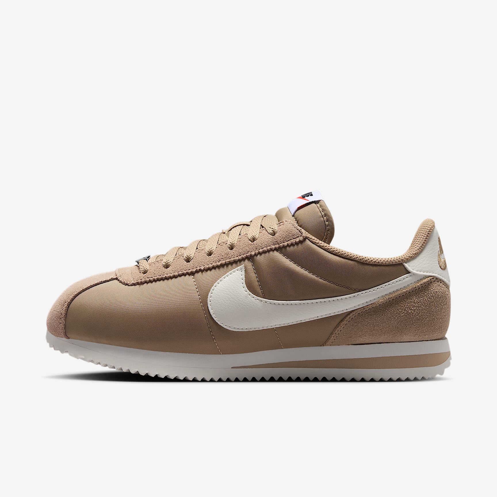 Nike Cortez Textile Schuh (Damen) – British Khaki/Schwarz/Safety Orange/Sail