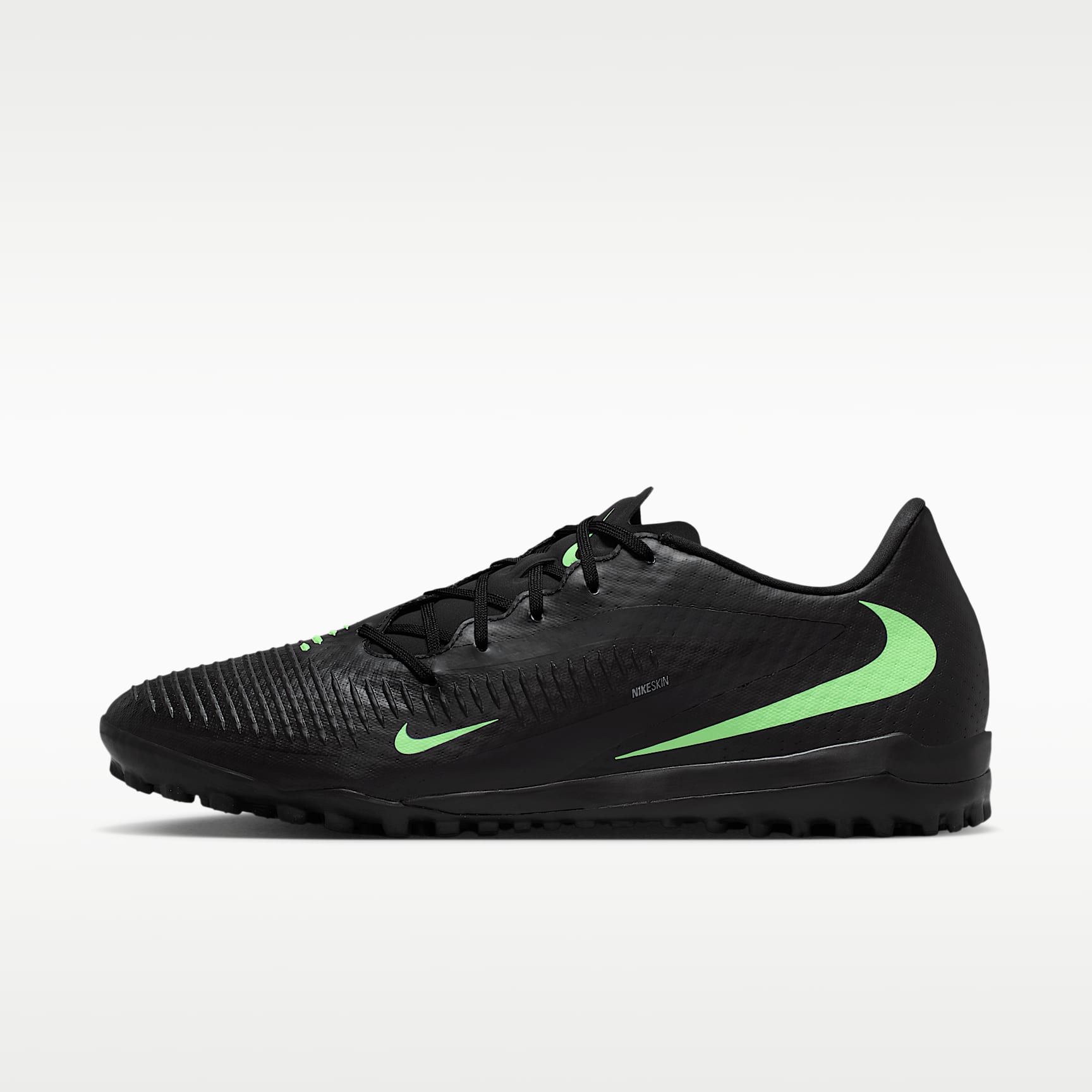 Nike Phantom 6 Low Academy Fußballschuh für Turf – Schwarz/Schwarz/Illusion Green