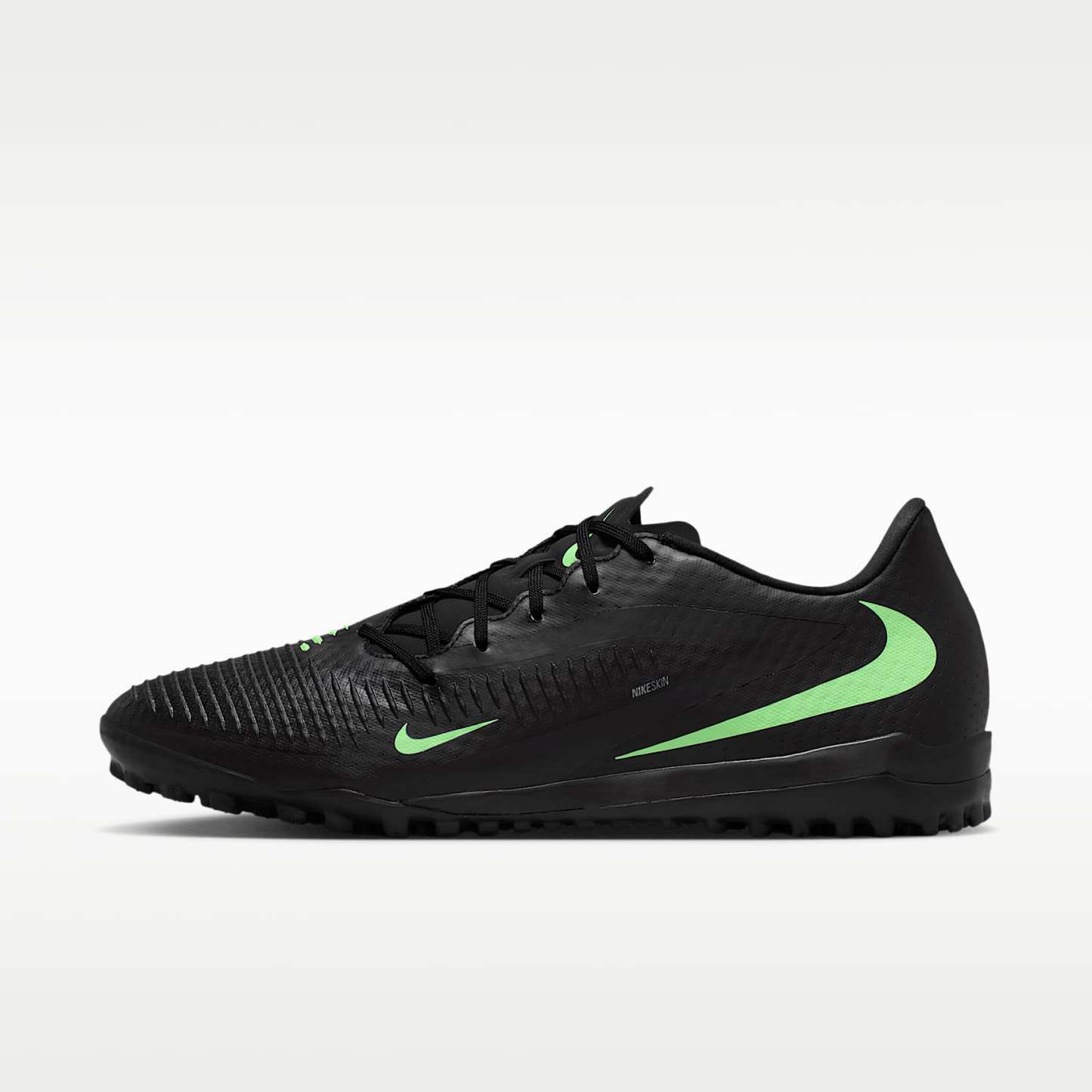 Nike Phantom 6 Low Academy Fußballschuh für Turf – Schwarz/Schwarz/Illusion Green