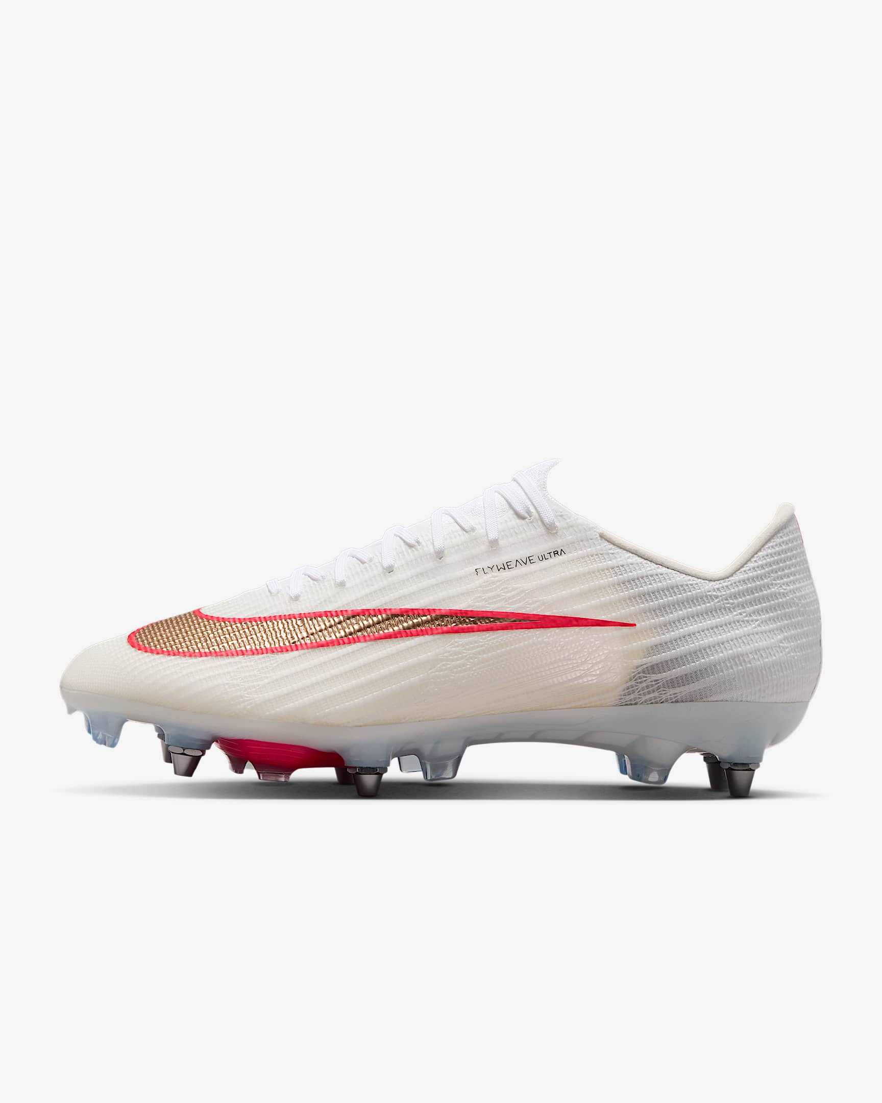 Nike Mercurial Superfly 11 Elite Low-Top-Fußballschuh für weichen Rasen – Weiß/Bright Crimson/Blur