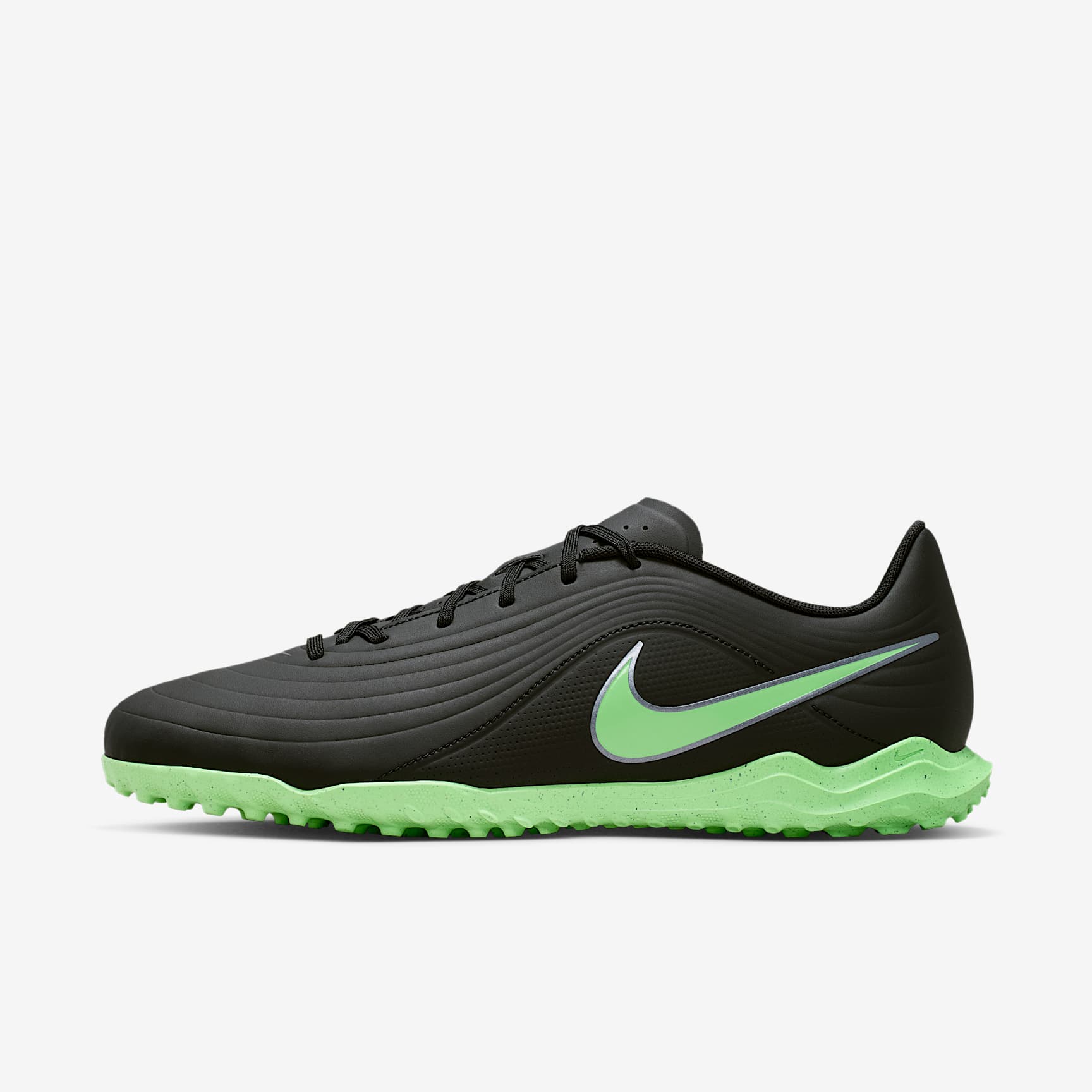 Nike Tiempo Maestro Club Low-Top-Fußballschuh für Turf – Schwarz/Schwarz/Illusion Green