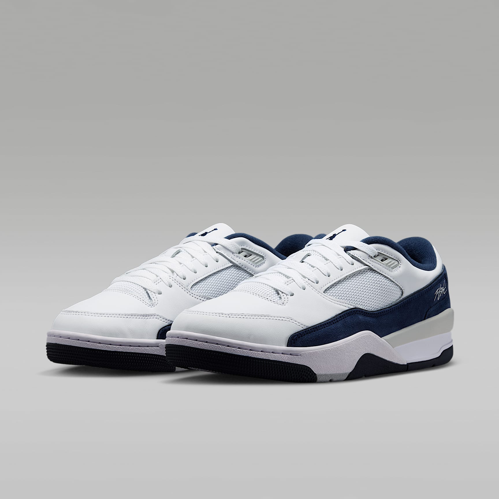Jordan Flight Court Schuh (Herren) – Weiß/Light Smoke Grey/Obsidian/College Navy