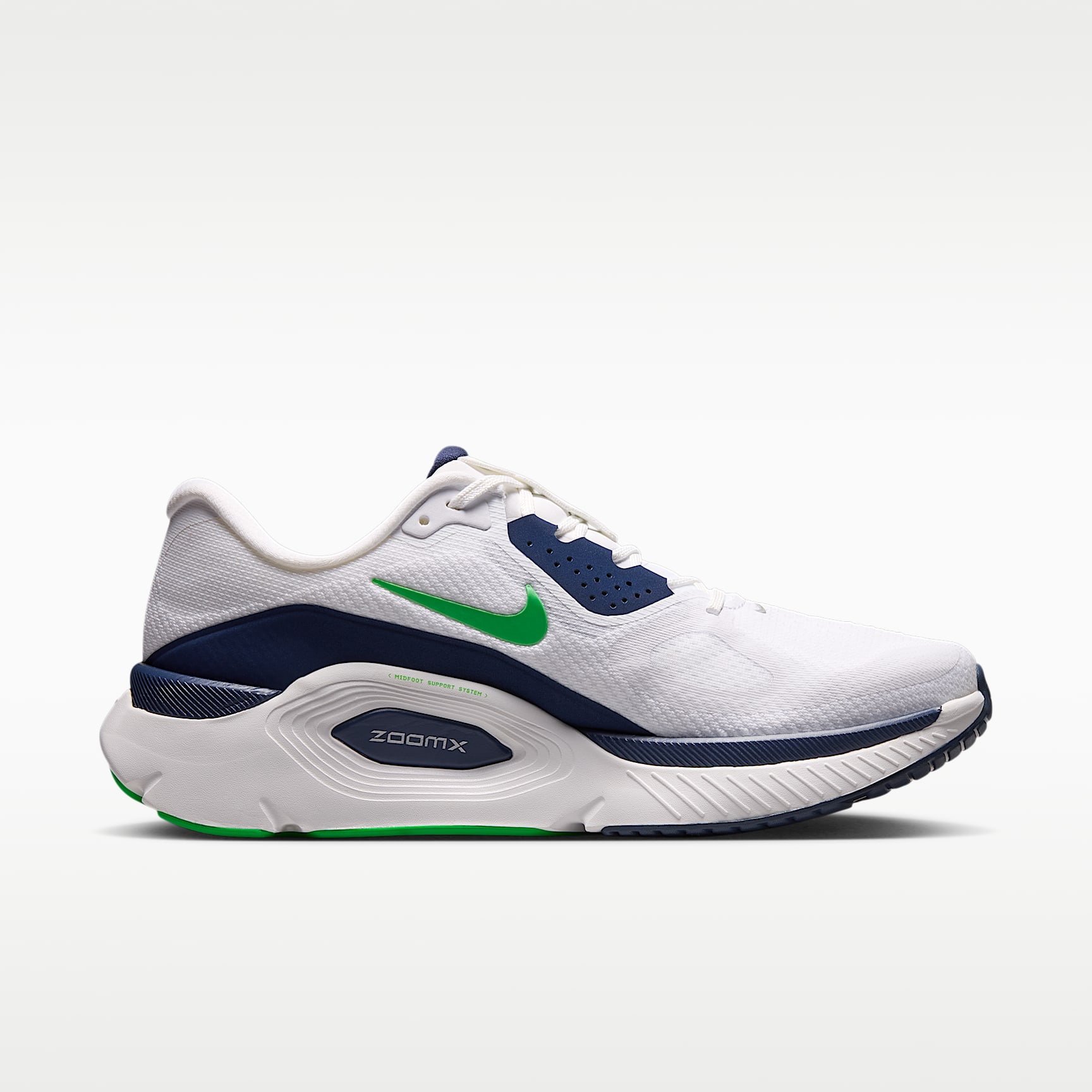 Nike Structure Plus Straßenlaufschuh (Herren) – Weiß/Midnight Navy/Summit White/Green Spark