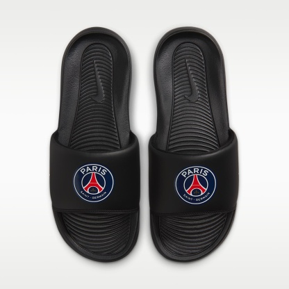Paris Saint-Germain Victori One Nike Fußball-Slides (Herren) – Schwarz/Multi-Color/Weiß