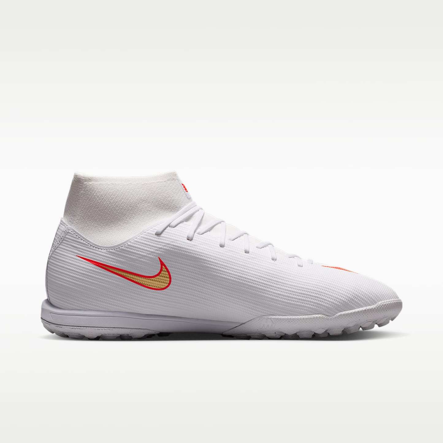 Nike Mercurial Superfly 11 Academy High-Top-Fußballschuh für Turf – Weiß/Bright Crimson/Blur