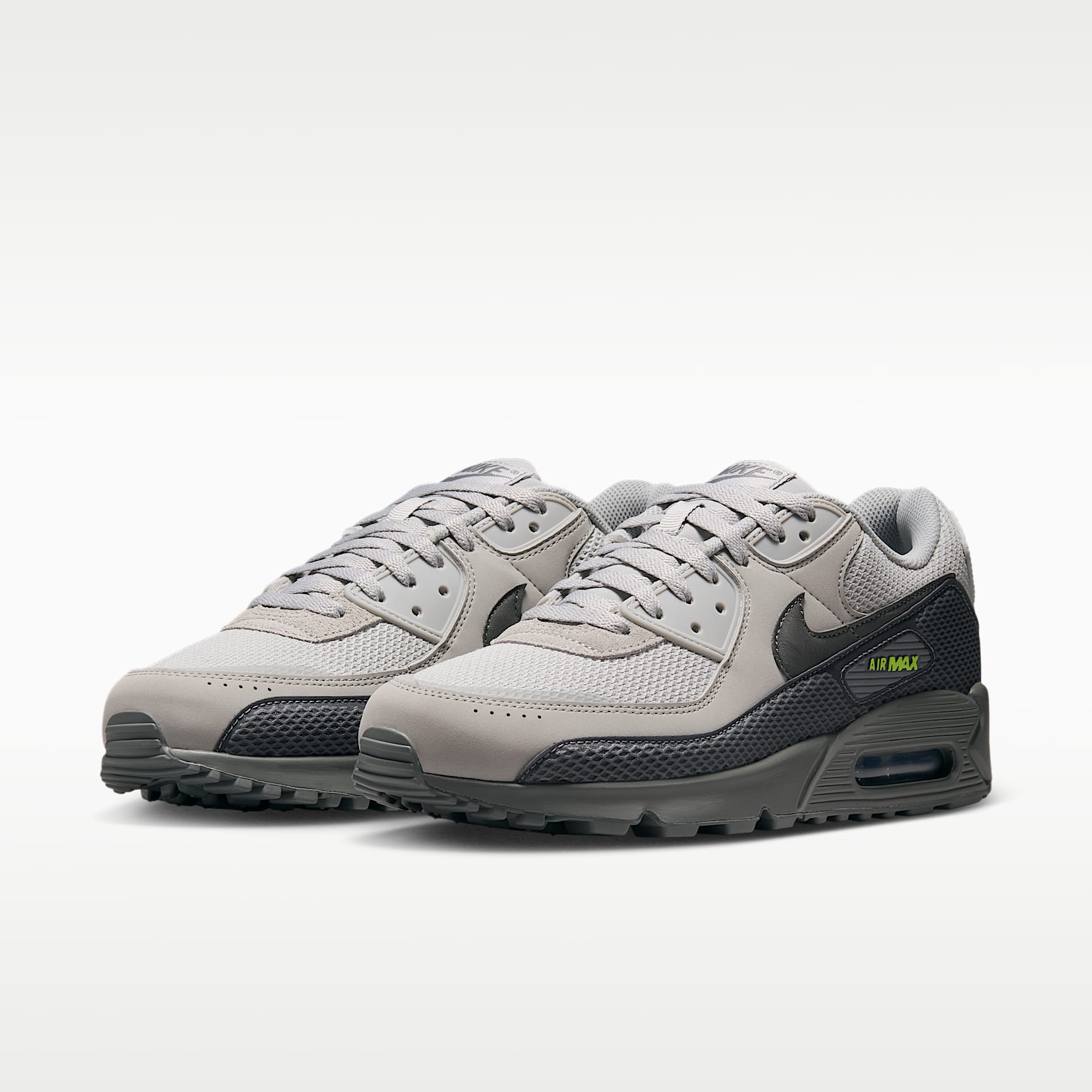 Nike Air Max 90 Premium Schuh (Herren) – Light Smoke Grey/Smoke Grey/Volt/Iron Grey