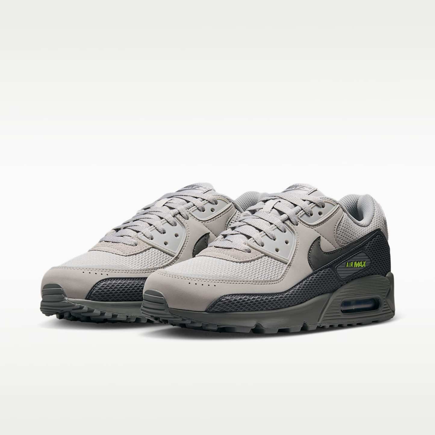 Nike Air Max 90 Premium Schuh (Herren) – Light Smoke Grey/Smoke Grey/Volt/Iron Grey