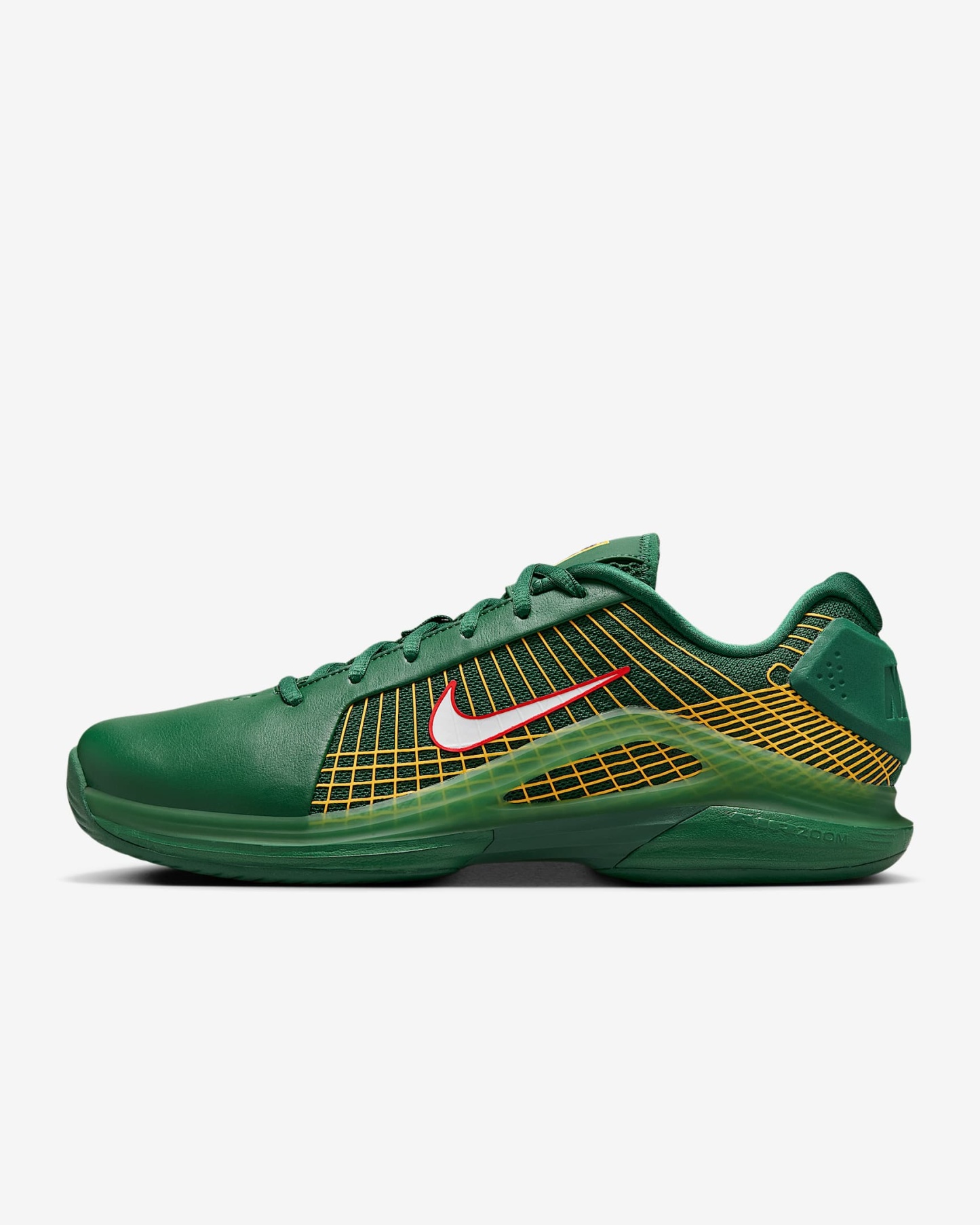 Nike Vapor 12 Hypersmash Tennisschuh für Hartplätze (Herren) – Gorge Green/University Red/University Gold/Weiß