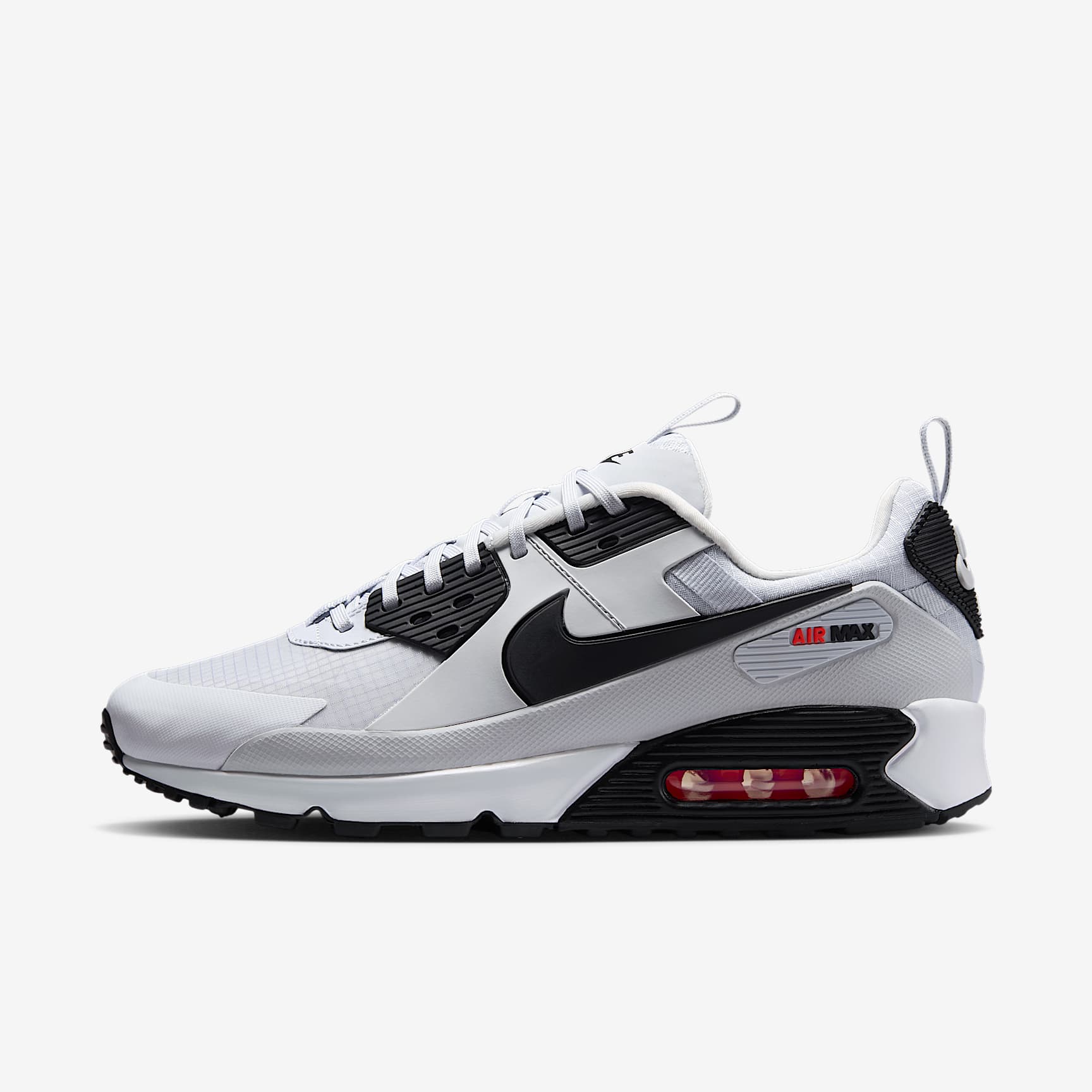 Nike Air Max 90 Drift Schuh (Herren) – Pure Platinum/Bright Crimson/Schwarz