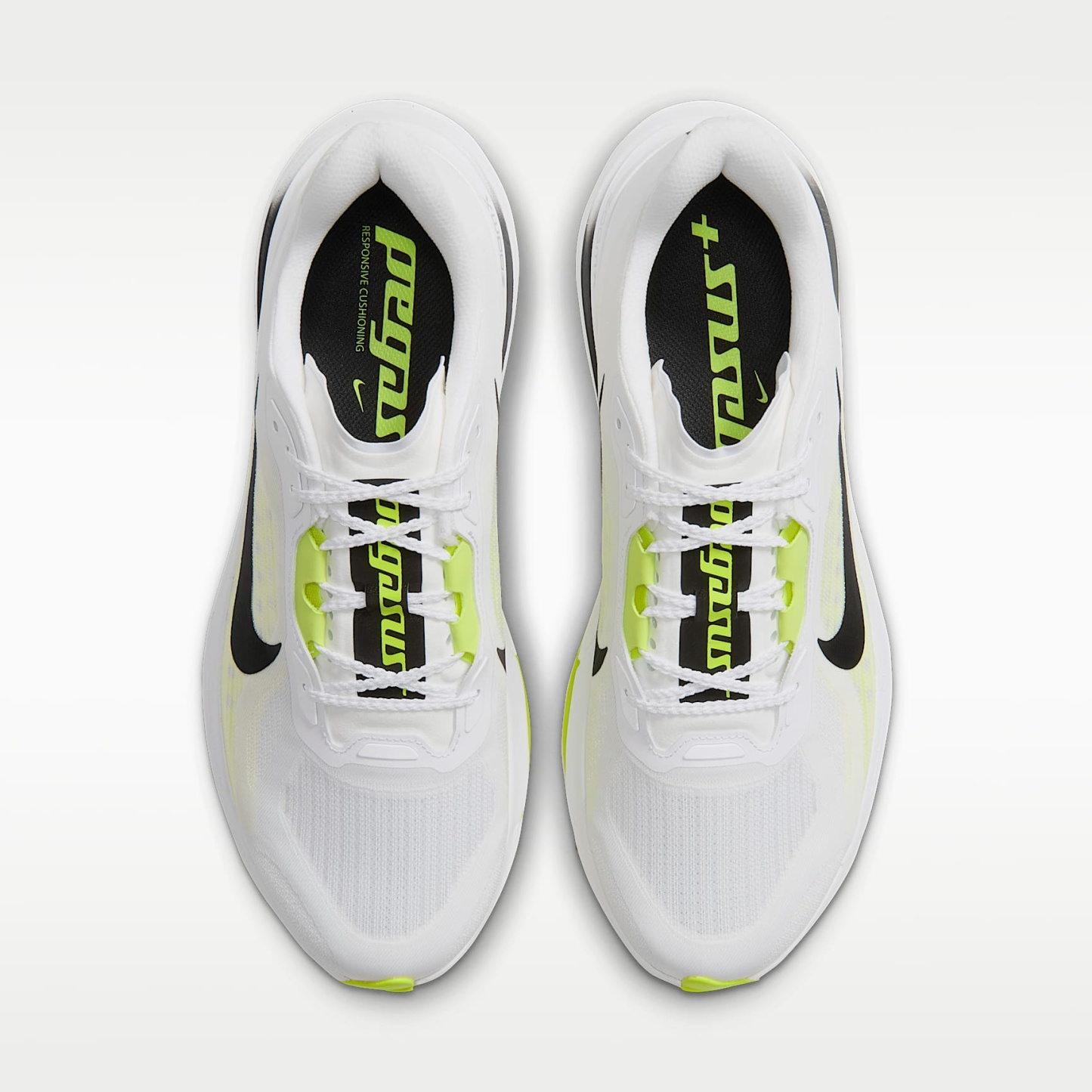 Nike Pegasus Plus 2 Straßenlaufschuh (Herren) – Weiß/Lemon Venom/Schwarz
