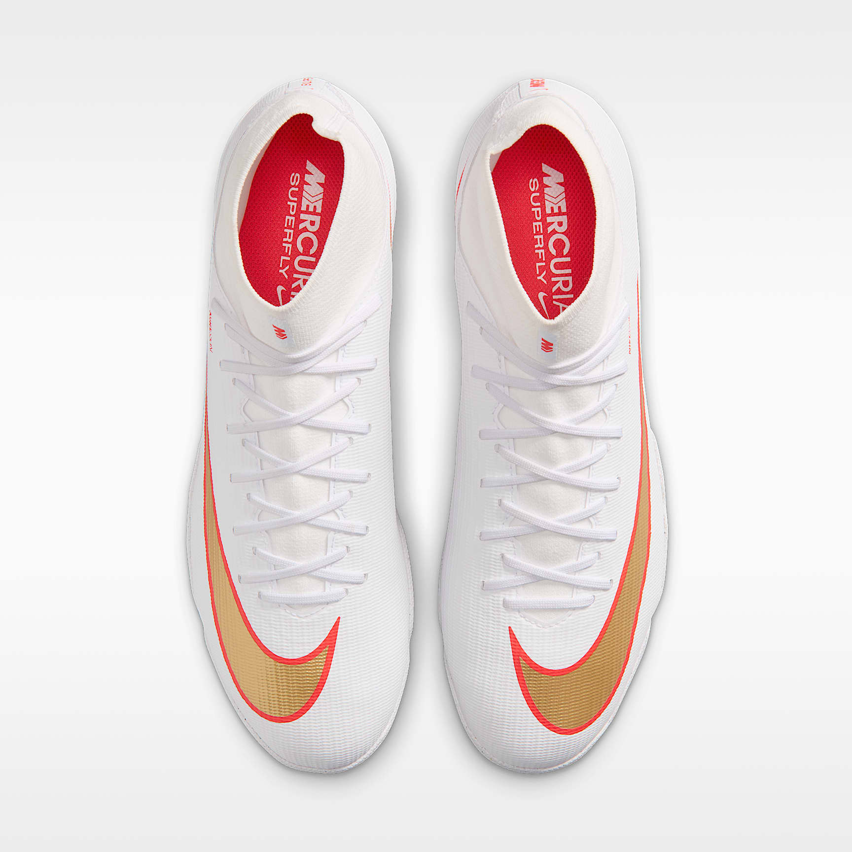 Nike Mercurial Superfly 11 Academy High-Top-Fußballschuh für Turf – Weiß/Bright Crimson/Blur
