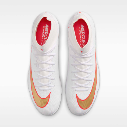 Nike Mercurial Superfly 11 Academy High-Top-Fußballschuh für Turf – Weiß/Bright Crimson/Blur