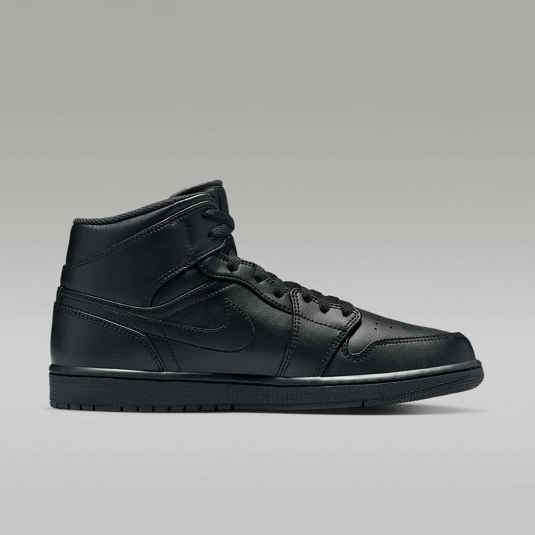 Air Jordan 1 Mid Schuh (Herren) – Schwarz/Schwarz/Schwarz