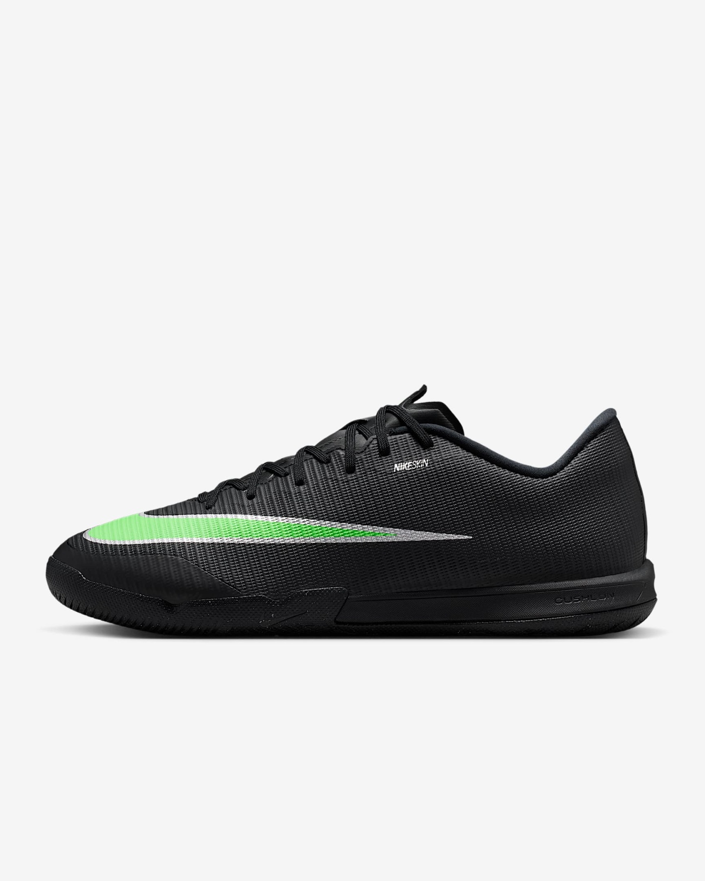 Nike Mercurial Vapor 17 Academy Low-Top-Fußballschuh für Hallen- und Hartplätze – Schwarz/Schwarz/Illusion Green