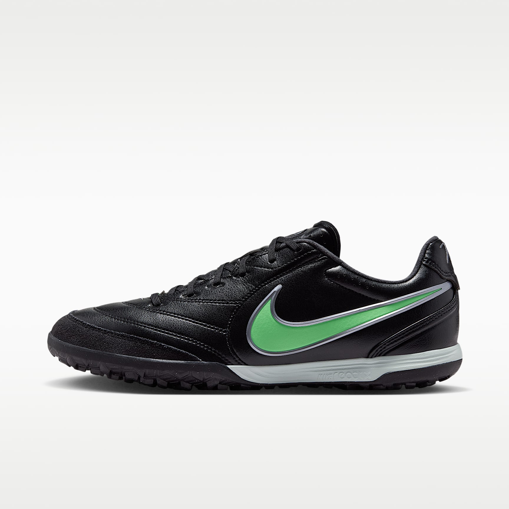Nike Tiempo Ligera Pro Low-Top-Fußballschuh für Turf – Schwarz/Schwarz/Illusion Green