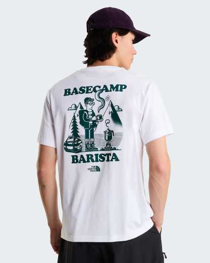 Unisex Basecamp Barista Graphic T-Shirt mit lockerer Passform – TNF White-Pacific Teal
