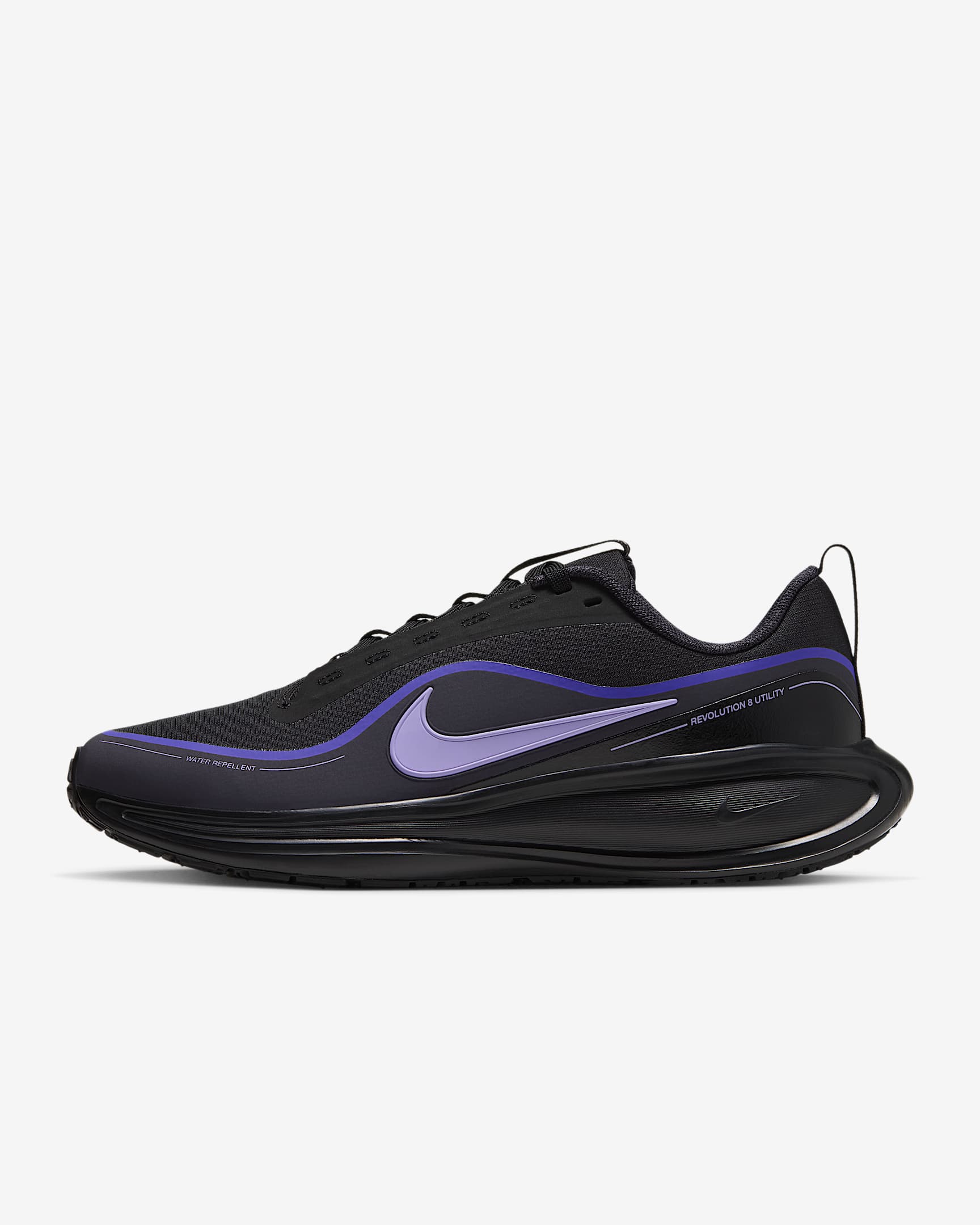 Nike Revolution 8 Utility Straßenlaufschuh (Damen) – Schwarz/Persian Violet/Gridiron/Purple Pulse