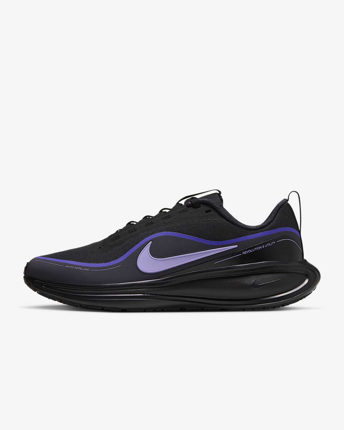 Nike Revolution 8 Utility Straßenlaufschuh (Damen) – Schwarz/Persian Violet/Gridiron/Purple Pulse