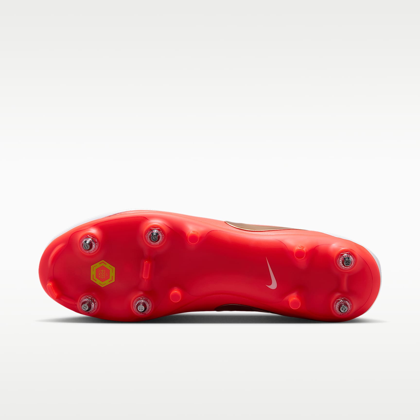 Nike Tiempo Maestro Academy Low Top Fußballschuh für weichen Rasen – Weiß/Bright Crimson/Blur
