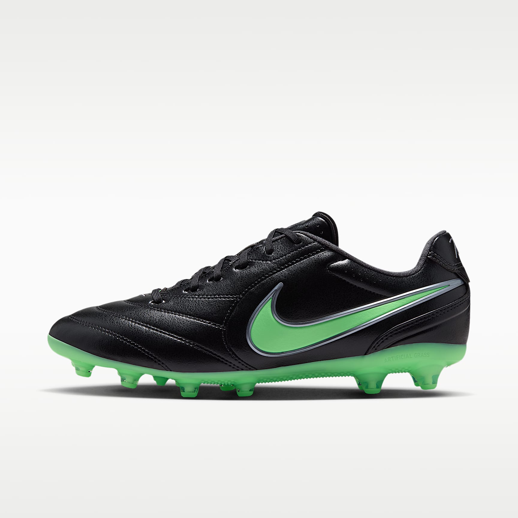Nike Tiempo Ligera Pro Low-Top-Fußballschuh für Kunstrasen – Schwarz/Schwarz/Illusion Green