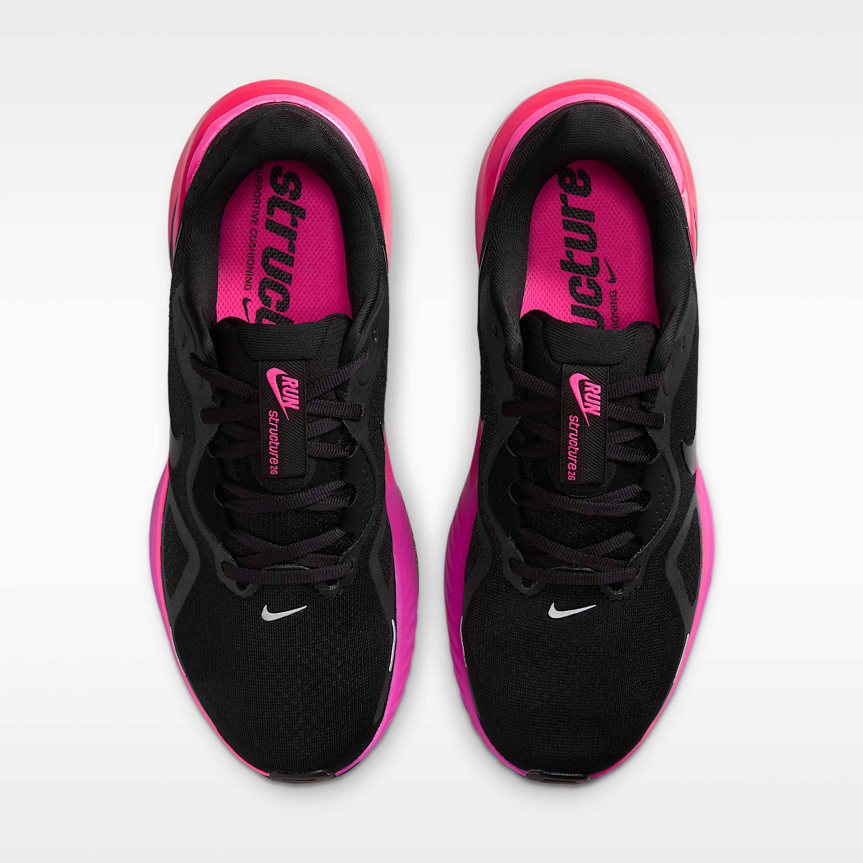 Nike Structure 26 Straßenlaufschuh (Damen) – Schwarz/Hyper Pink/Laser Crimson/Schwarz