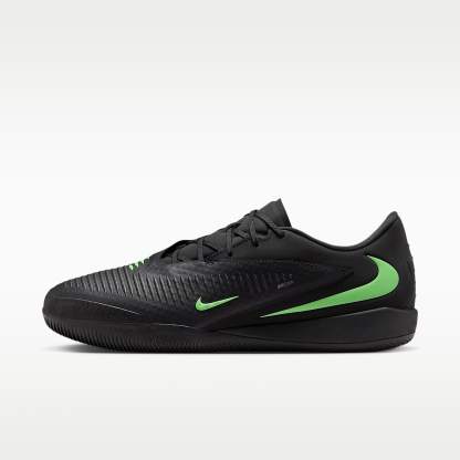 Nike Phantom 6 Low Academy Fußballschuh für Hallen- und Hartplätze – Schwarz/Schwarz/Illusion Green