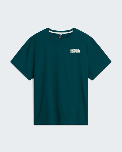 Retro Trail Graphic T-Shirt in Relaxed Fit Herren – Pacific Teal