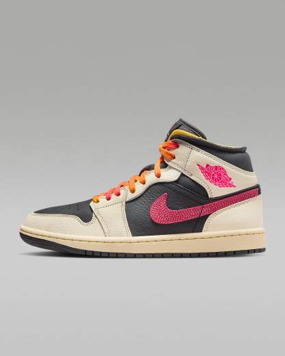 Air Jordan 1 Mid SE Edge Schuh (Damen) – Pale Ivory/Schwarz/Muslin/Racer Pink
