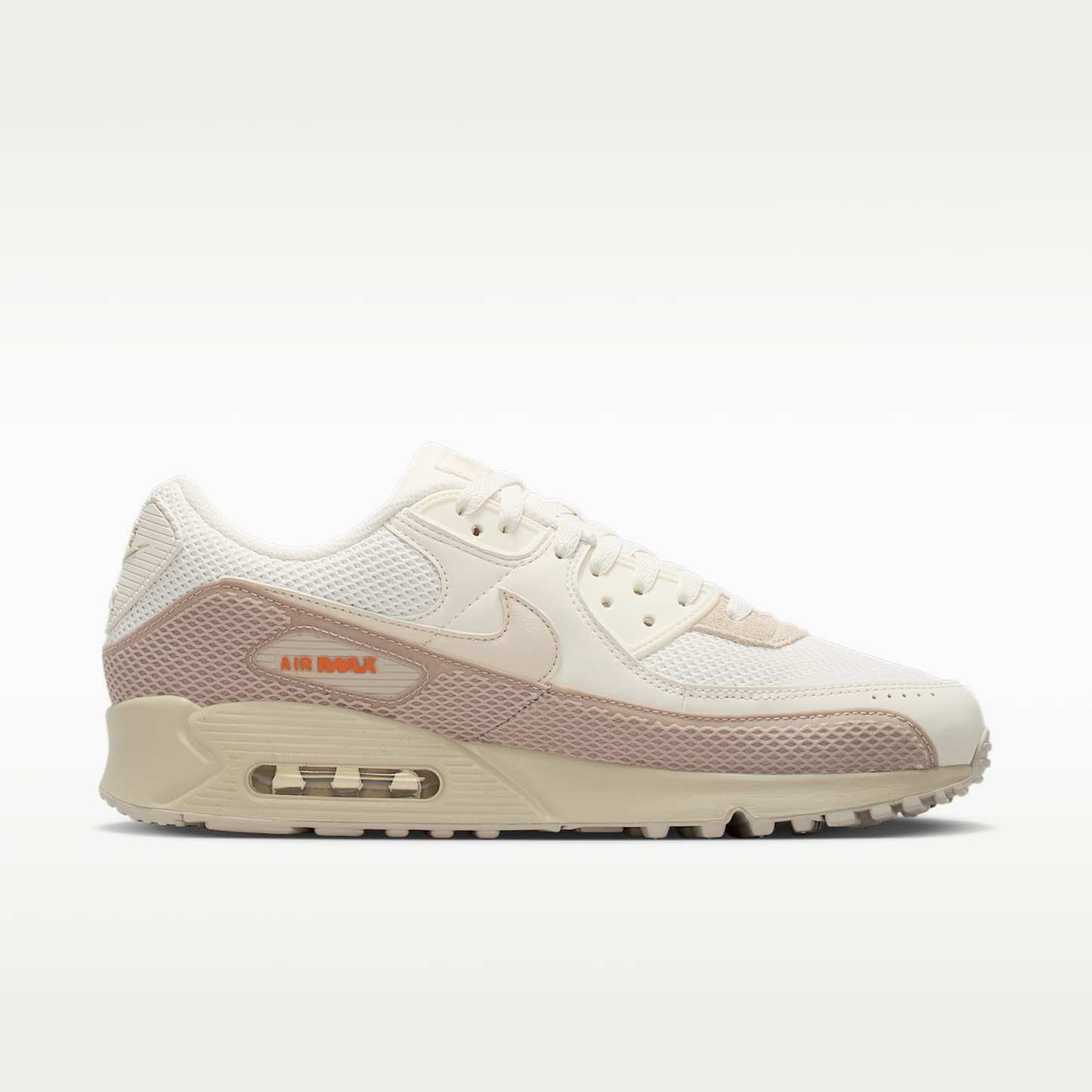 Nike Air Max 90 Premium Schuh (Herren) – Phantom/Cream II/Safety Orange/Light Orewood Brown