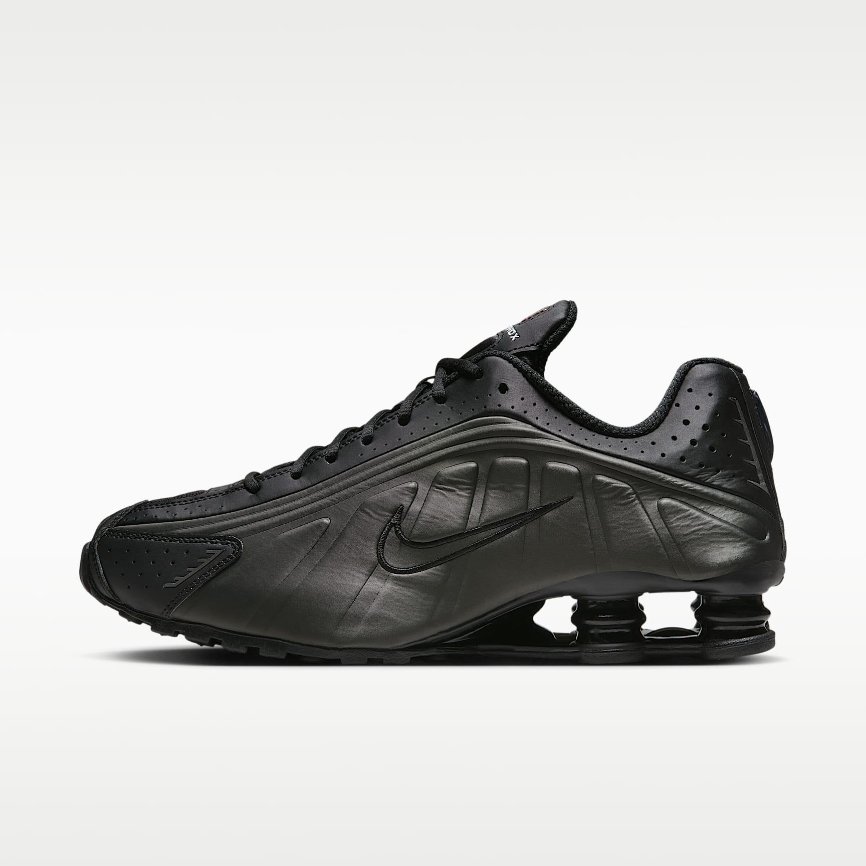 Nike Shox R4 Schuh (Herren) – Schwarz/Schwarz/Bright Crimson/Schwarz