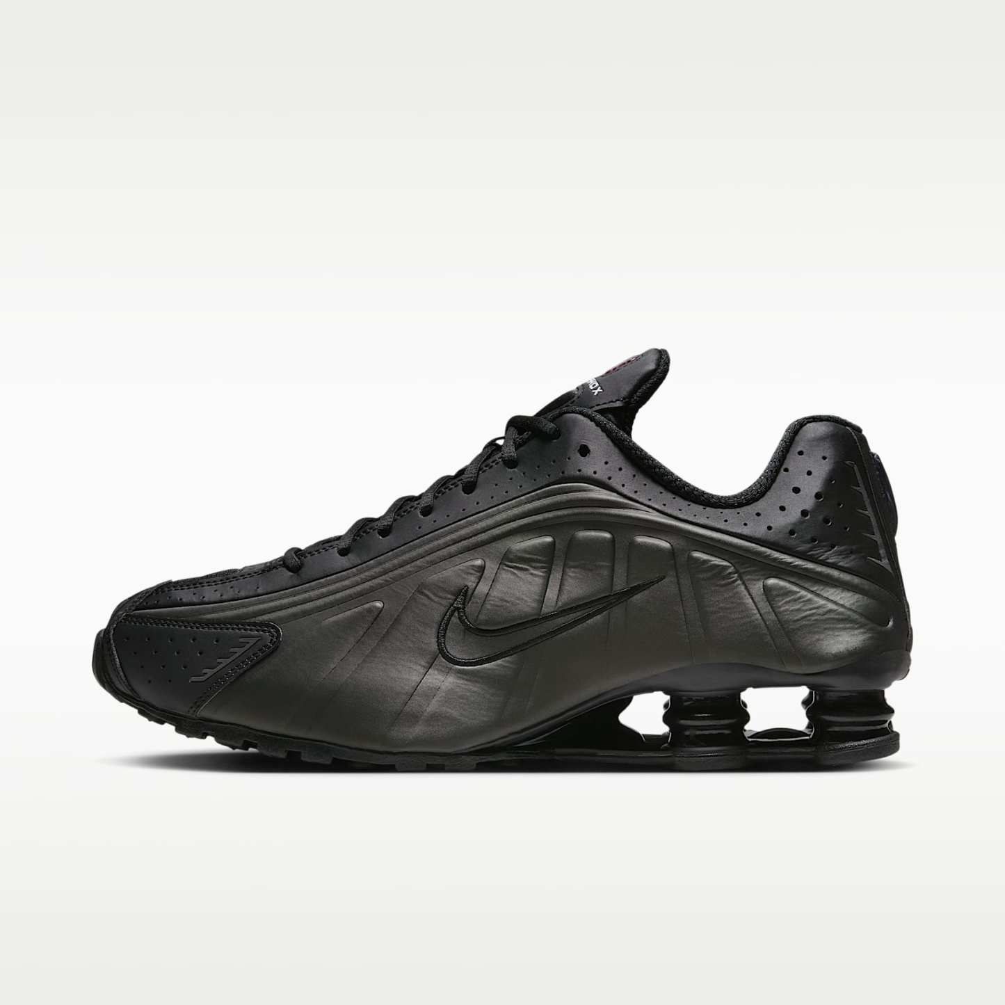Nike Shox R4 Schuh (Herren) – Schwarz/Schwarz/Bright Crimson/Schwarz