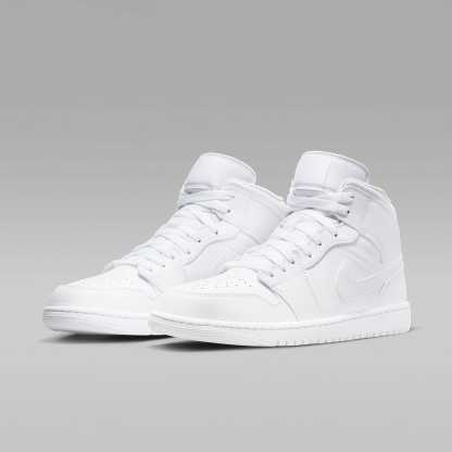 Air Jordan 1 Mid Schuh (Herren) – Weiß/Weiß/Weiß