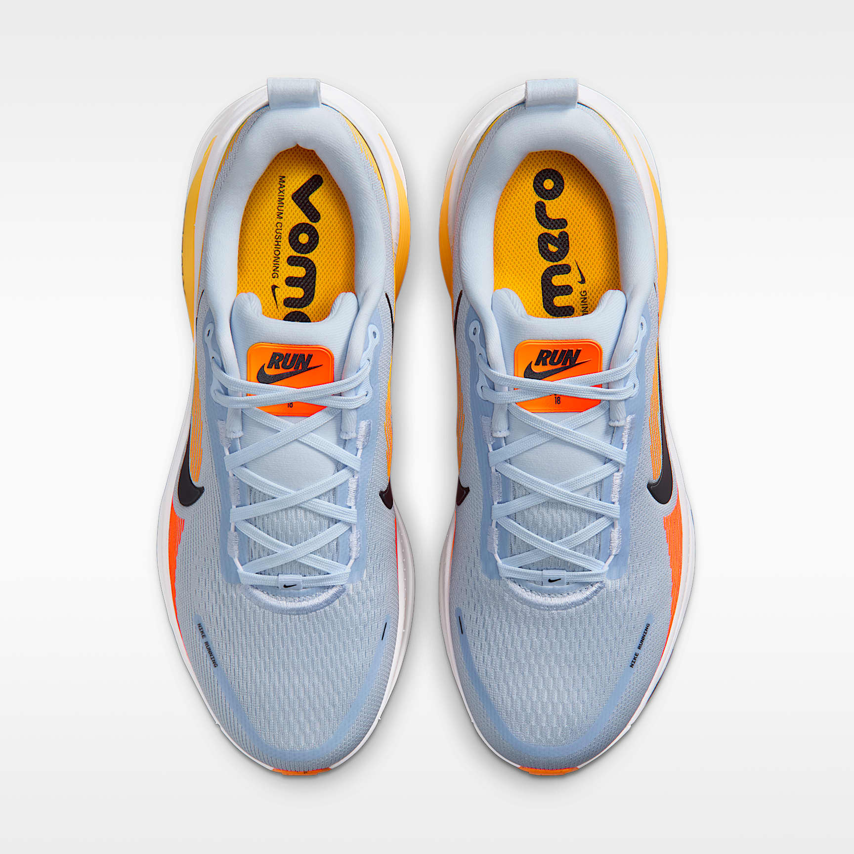 Nike Vomero 18 Straßenlaufschuh (Herren) – Hydrogen Blue/Laser Orange/Total Orange/Schwarz