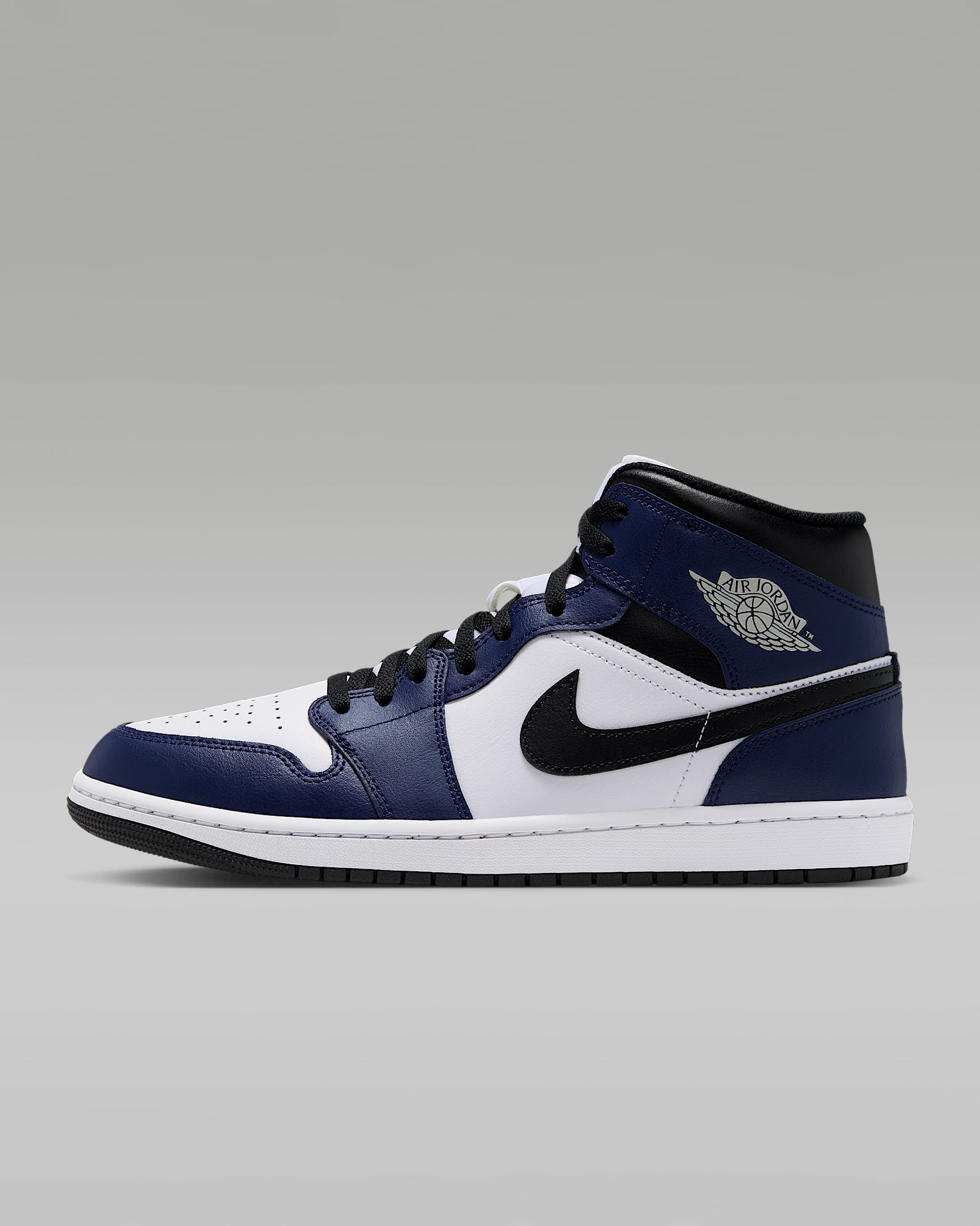 Air Jordan 1 Mid Herrenschuh – Weiß/College Navy/Weiß/Tech Grey