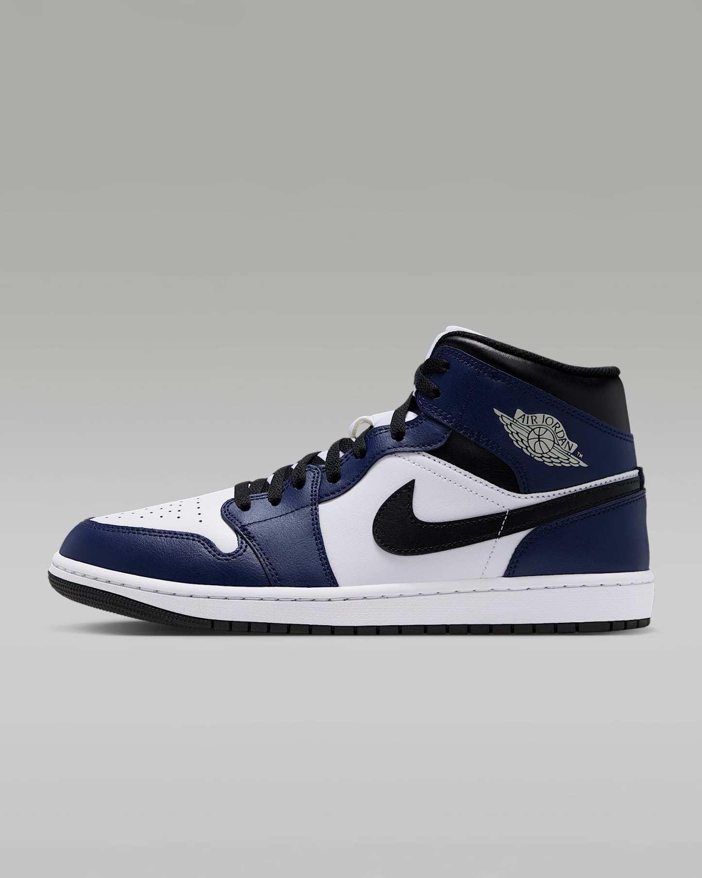 Air Jordan 1 Mid Herrenschuh – Weiß/College Navy/Weiß/Tech Grey