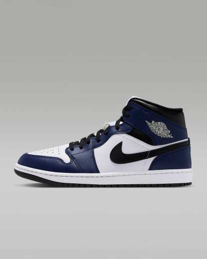 Air Jordan 1 Mid Herrenschuh – Weiß/College Navy/Weiß/Tech Grey