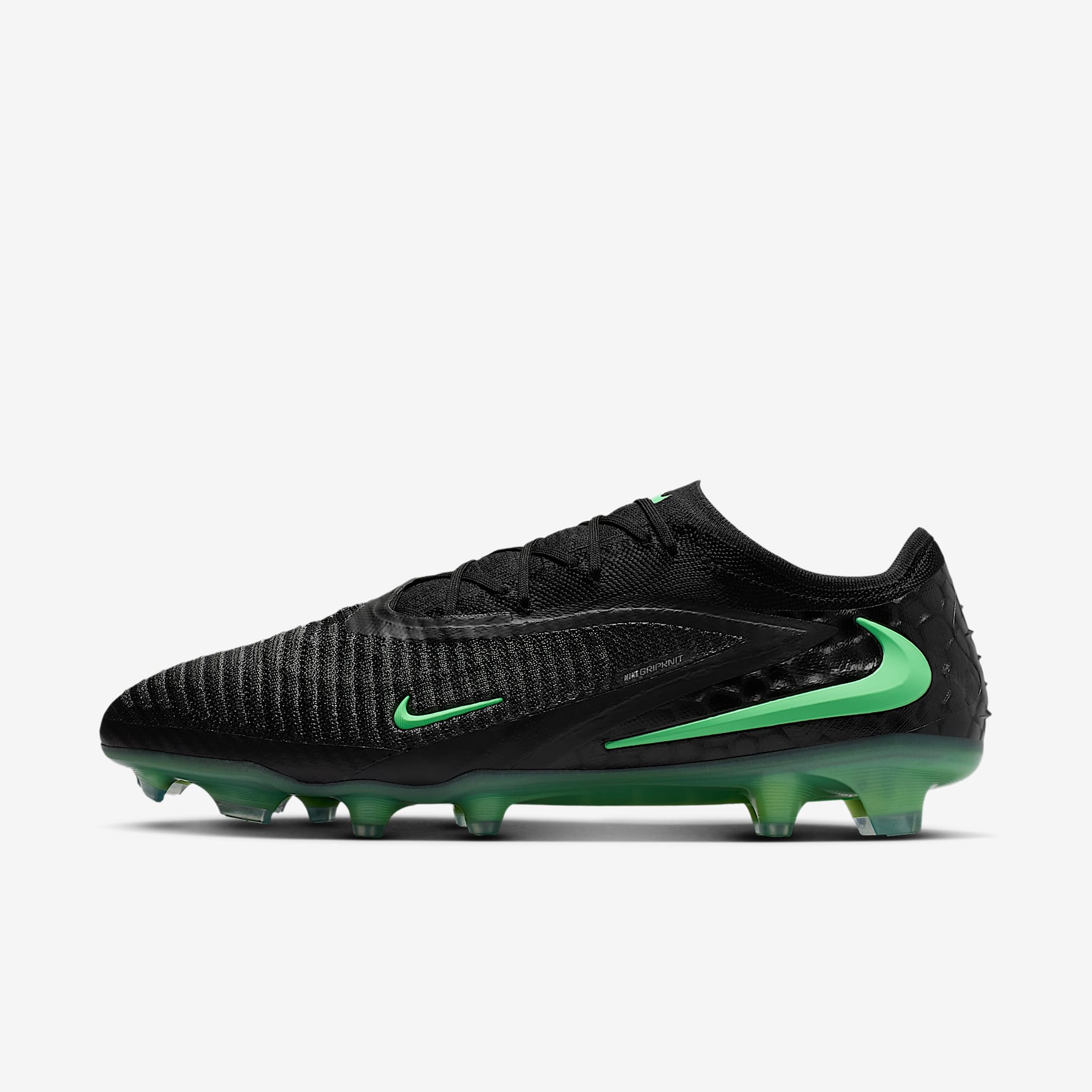 Nike Phantom 6 Low Elite Fußballschuh für normalen Rasen – Schwarz/Schwarz/Illusion Green