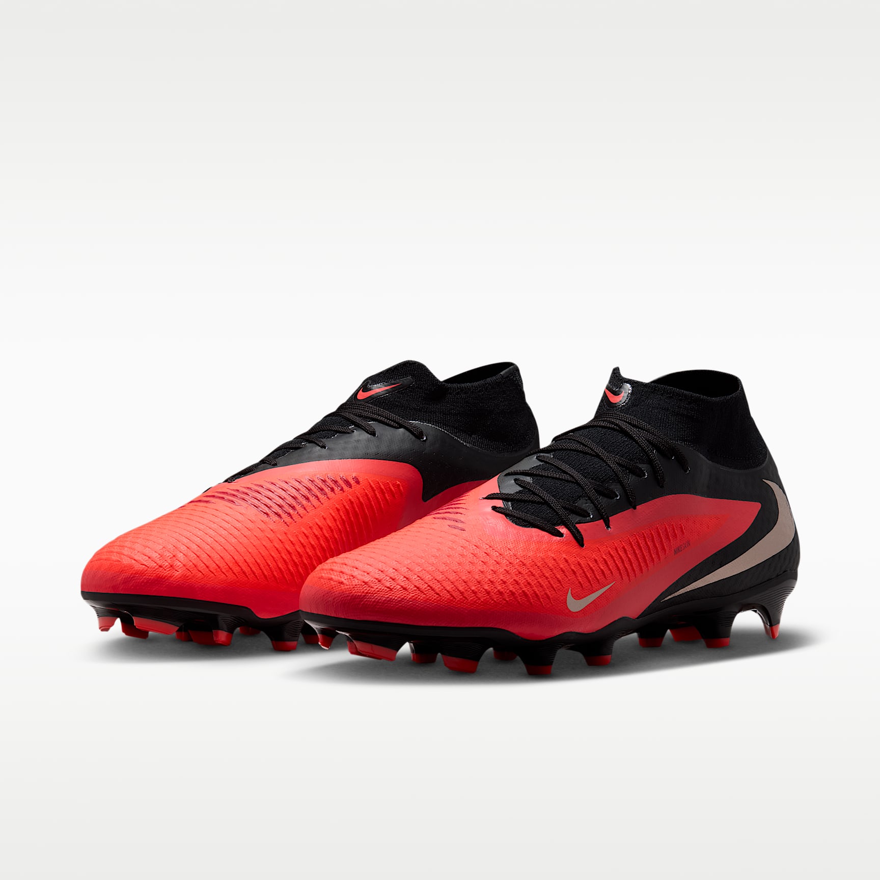 Nike Phantom 6 High Academy Fußballschuh für verschiedene Böden – Bright Crimson/Schwarz/Blur