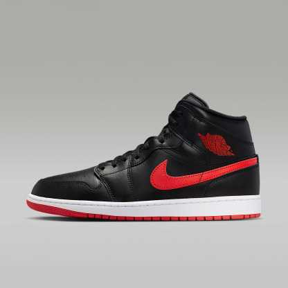 Air Jordan 1 Mid Herrenschuh – Schwarz/Weiß/University Red