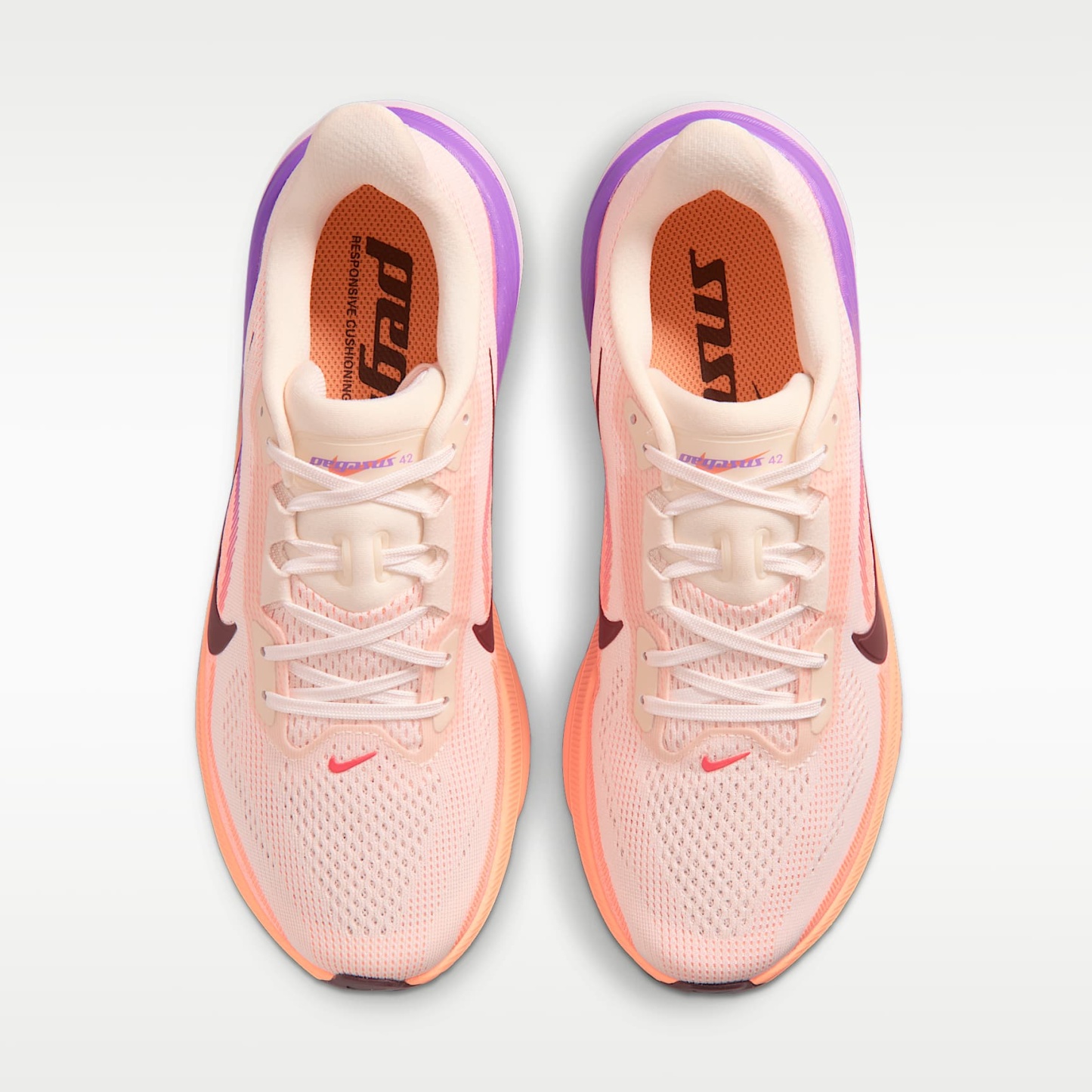 Nike Pegasus 42 Straßenlaufschuh (Damen) – Chalk/Orange Pulse/Bright Violet/Tattoo