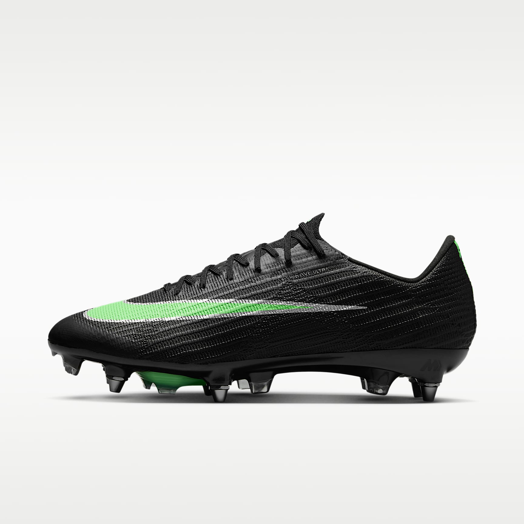 Nike Mercurial Superfly 11 Elite Low-Top-Fußballschuh für weichen Rasen – Schwarz/Schwarz/Illusion Green